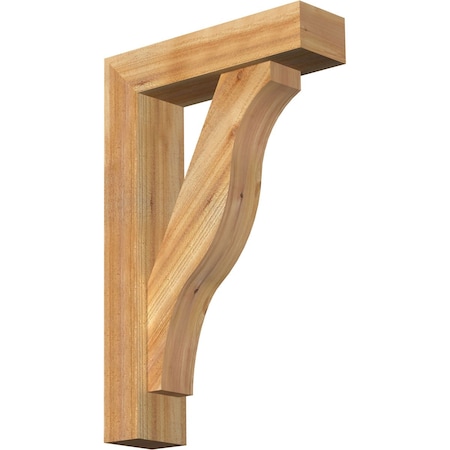 Ekena Millwork Funston Block Rough Sawn Bracket w/ Offset Brace, Western Red Cedar, 6"W x 22"D x 34"H BKT0604X22X34FST05RWR